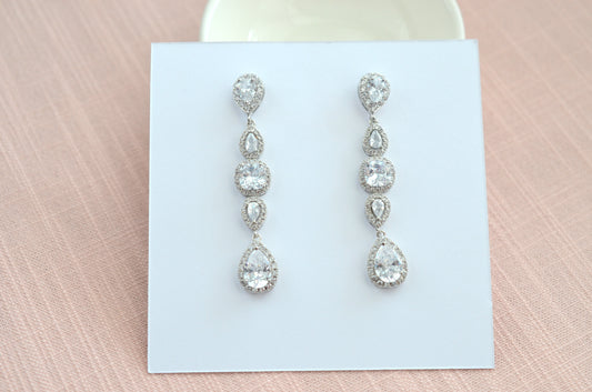 Long statement bridal earrings