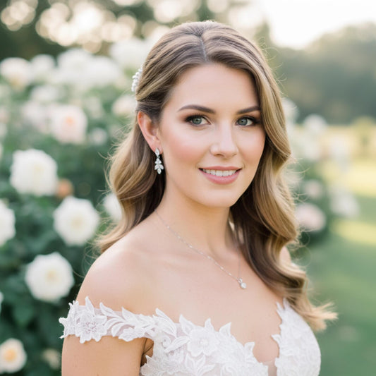 CZ Leaf Dainty Bridal Earrings