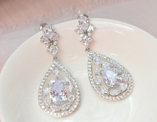 Bridal Statement CZ Earrings