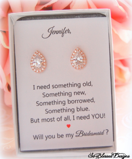 Rose Gold Bridesmaid Earrings bridesmaids gift