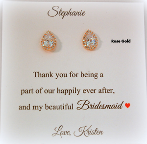 Bridesmaid Earrings with Personalized Jewelry Card - So Blessed Designs