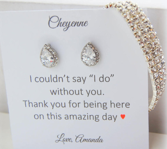I couldnt say I do without you card with CZ earrings and bracelet set