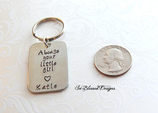 Rectangle Always your little girl keychain