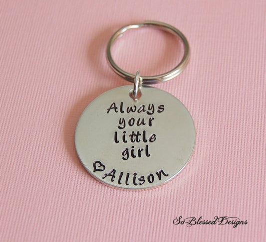 Pewter Always your little girl keychain