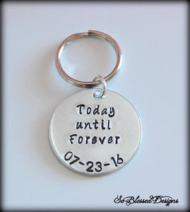 Today until forever keychain with wedding date
