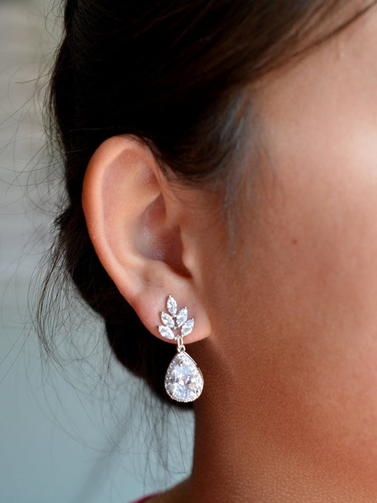 Floral CZ Bridal Earrings