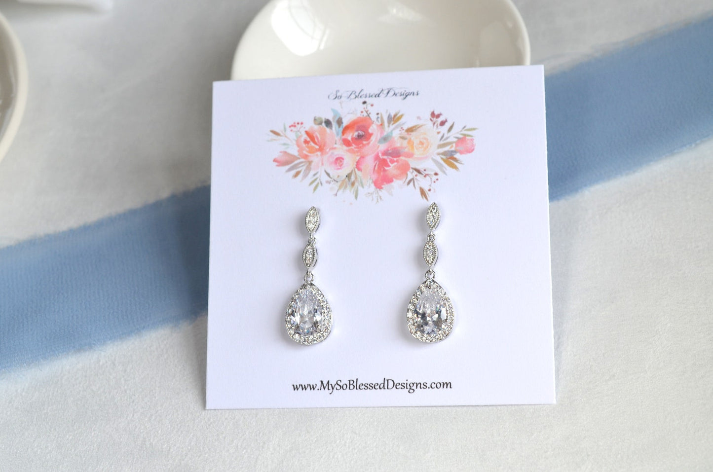 Elegant Long Teardrop Bridal Earrings