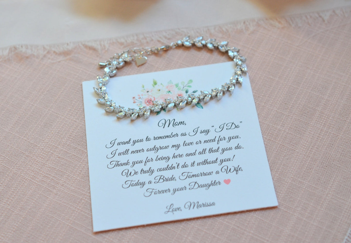 Mother of the Bride Bracelet & Personalized Card