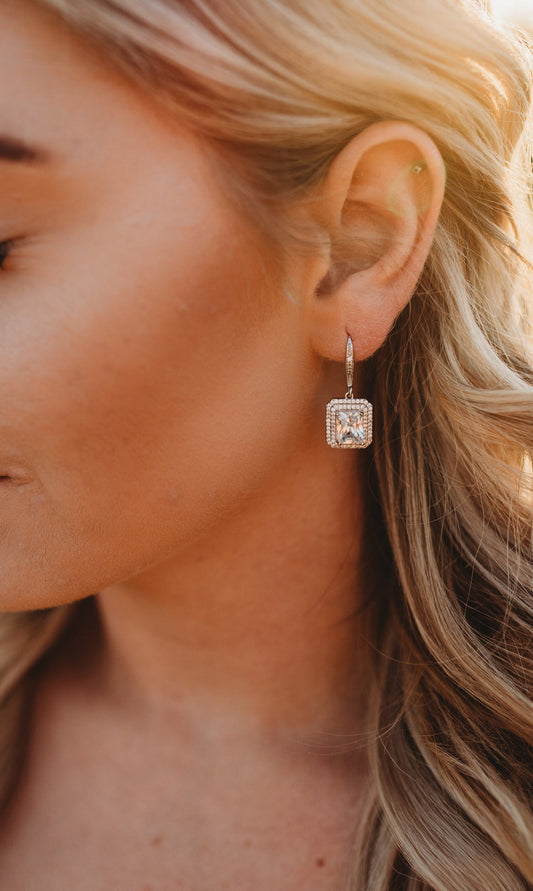 Emerald Cut Bridal Earrings
