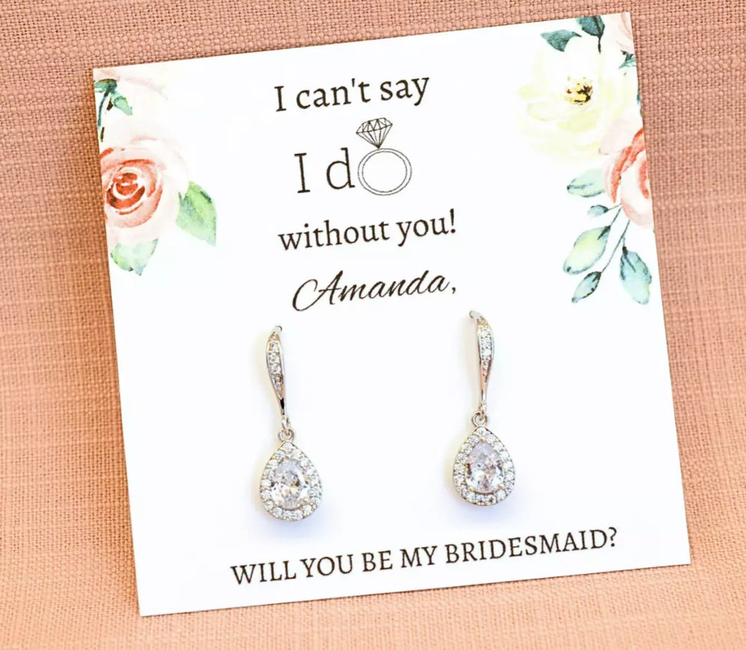 Personalized Bridesmaid Earrings Gift