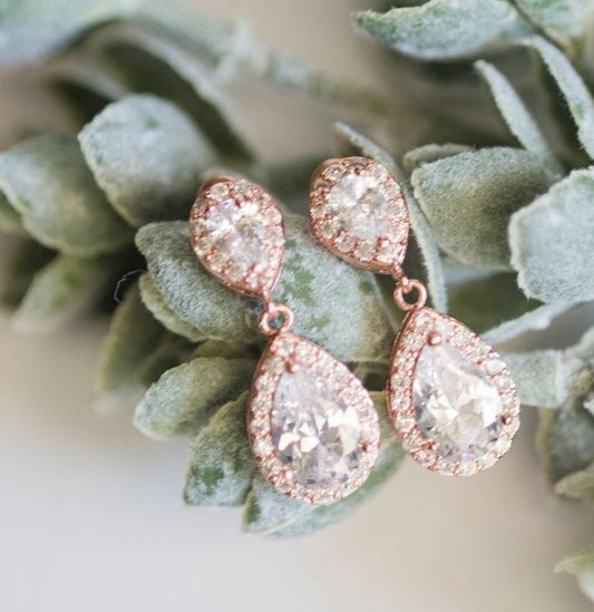Rose Gold Bridal Earrings