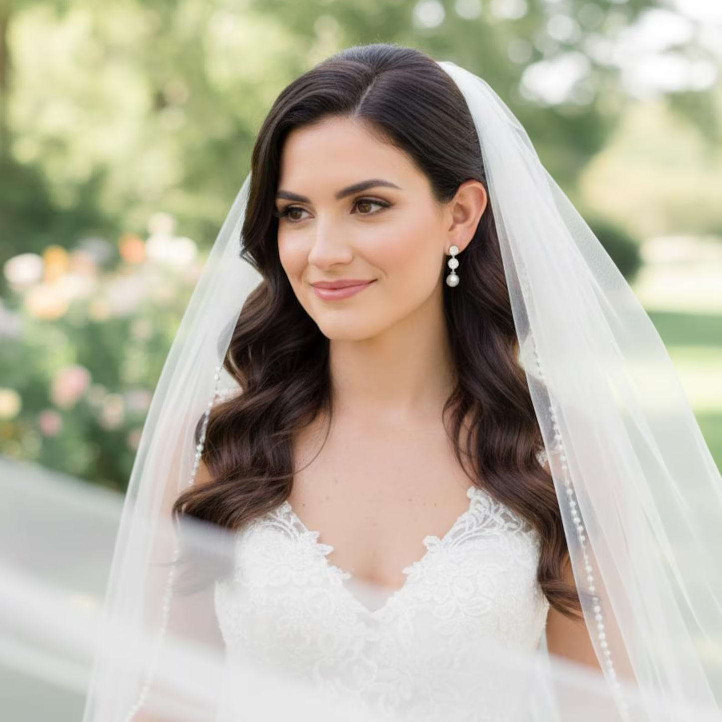Pearl drop bridal earrings