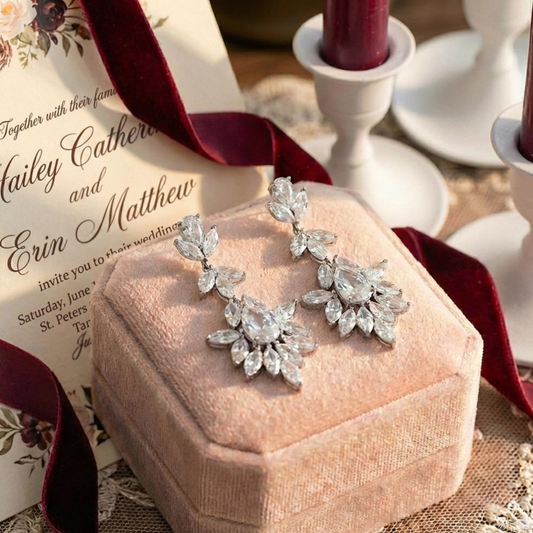 Sterling Silver Crystal Drop Chandelier Bridal Earrings
