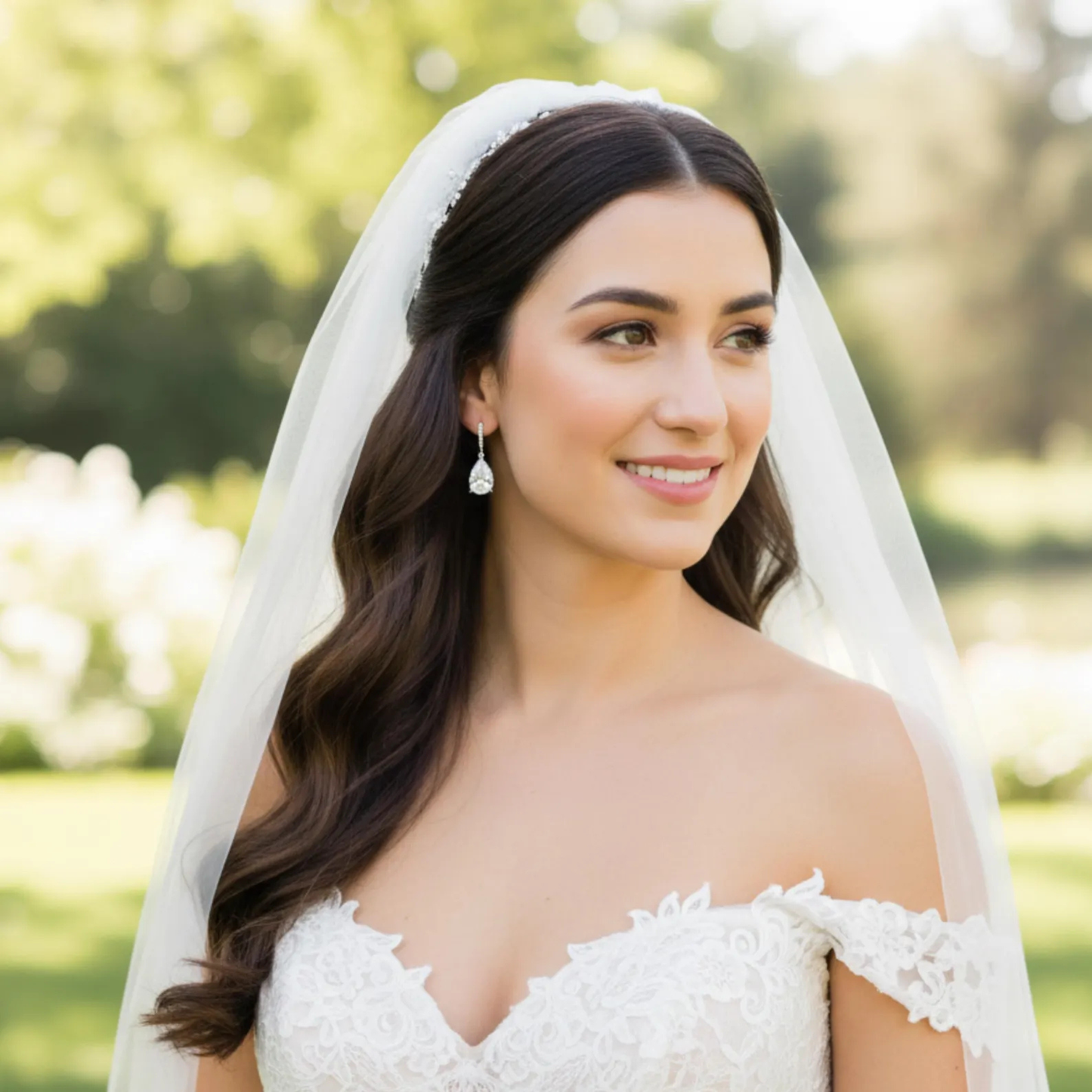 Silver Teardrop CZ Bridal Earrings | Cubic Zirconia Wedding Jewelry