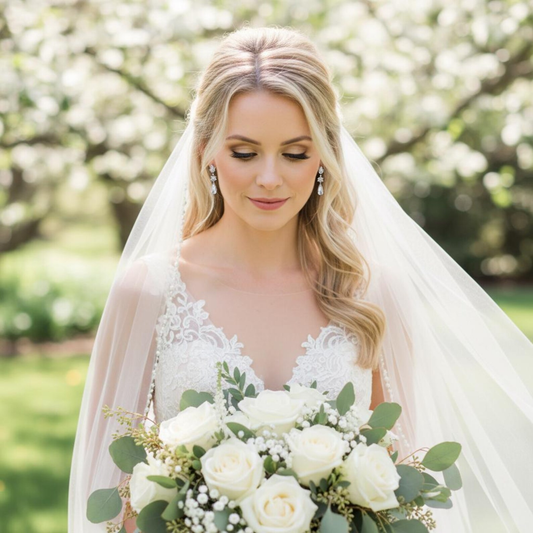 Silver or Gold CZ Bridal Teardrop Earrings | Leaf Cluster Wedding Drop