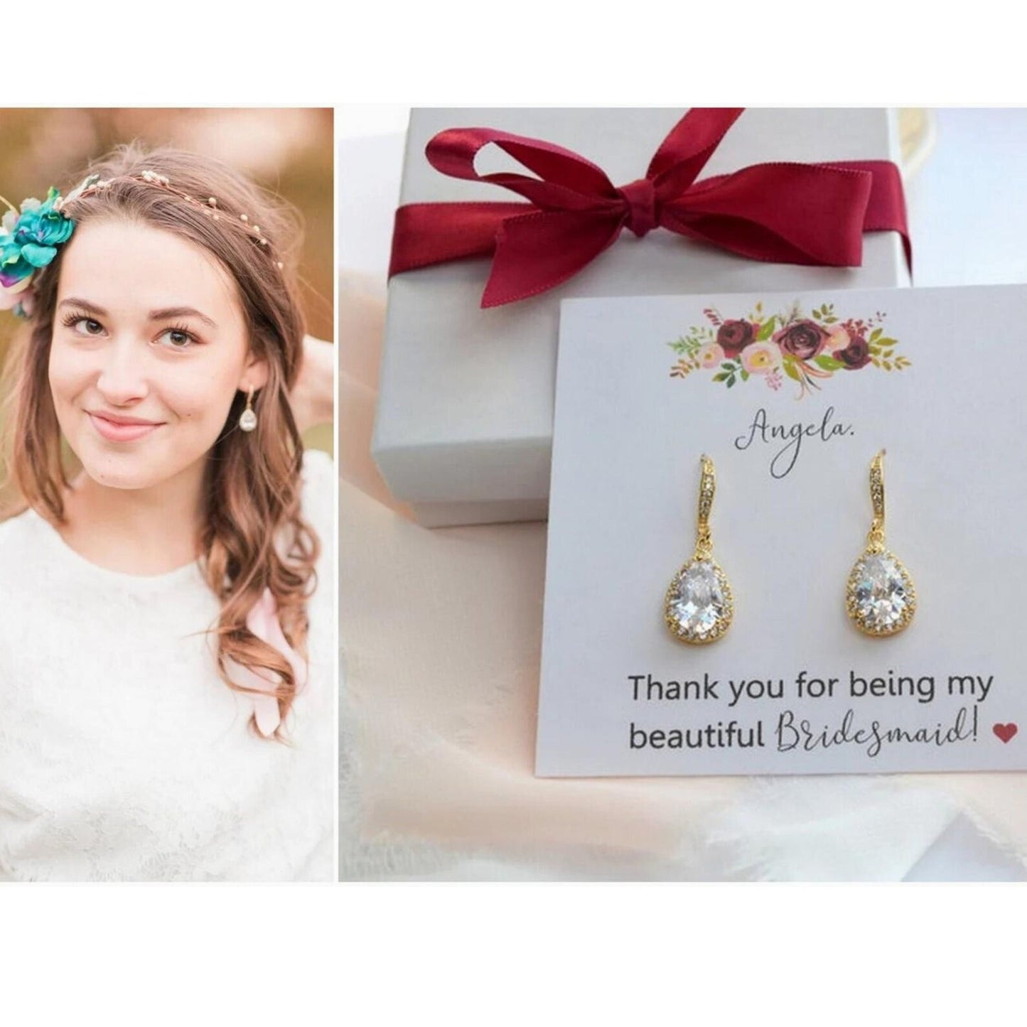 Gold Teardrop Bridesmaid Earrings