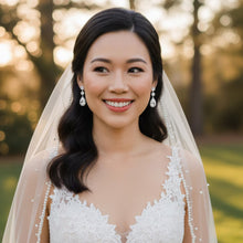 Alicia Long CZ Drop Bridal Earrings