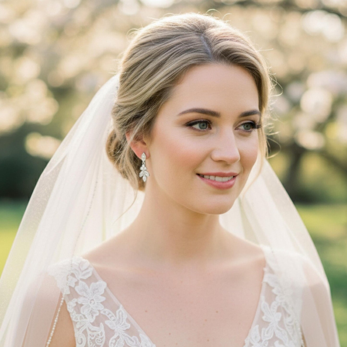CZ Leaf Dainty Bridal Earrings