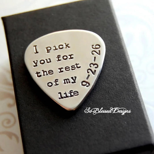 I pick you personalized guitar pick- Groom Gift