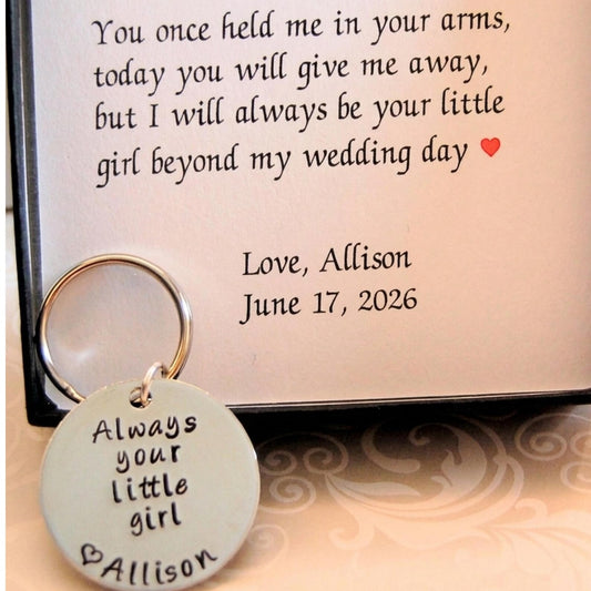 Always your little girl keychain with personalized poem for Father of the Bride