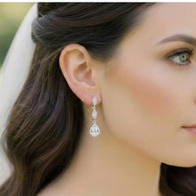 Cassie CZ Long Bridal Earrings