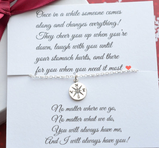 Friendship Necklace Compass Charm Necklace