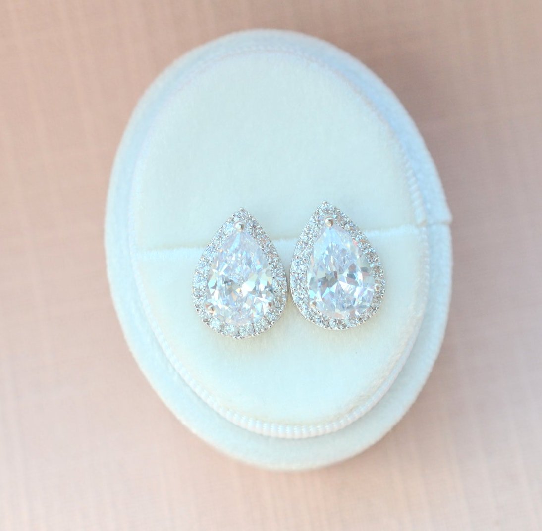Teardrop Stud Bridal Earrings