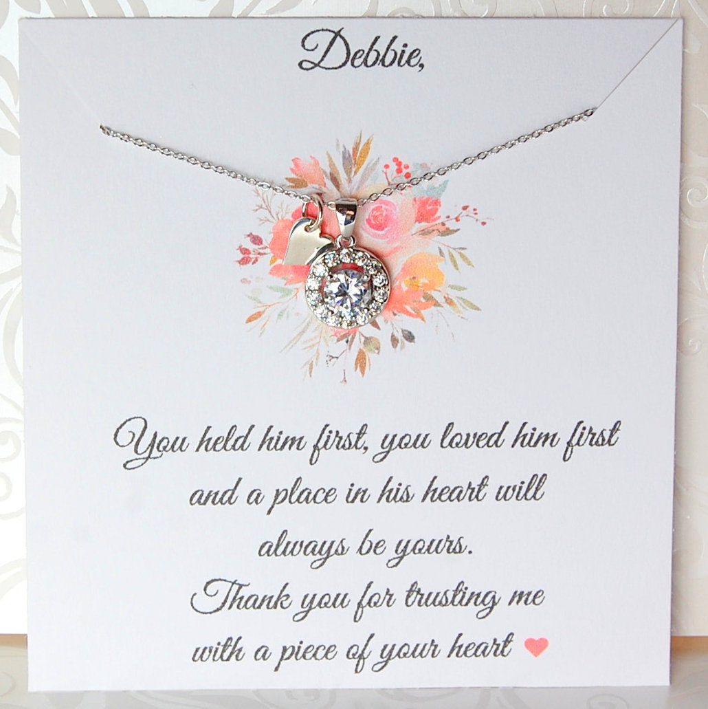 CZ Solitaire Necklace for Mother of the Groom
