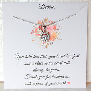 CZ Solitaire Necklace for Mother of the Groom