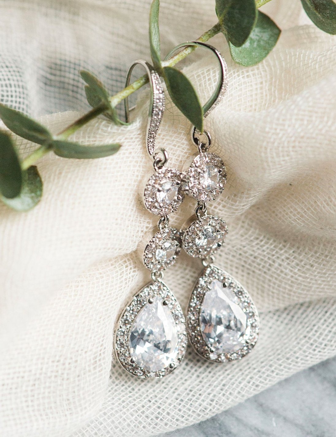 Long Crystal Bridal Earrings