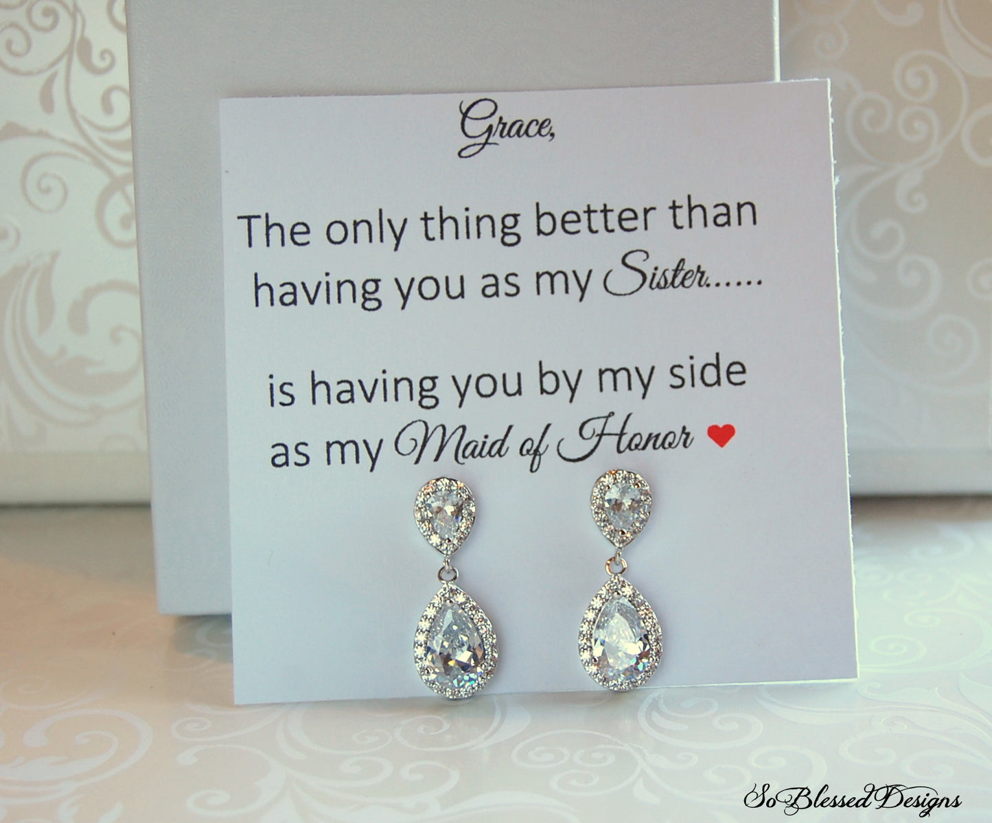 Maid of Honor sister earrings