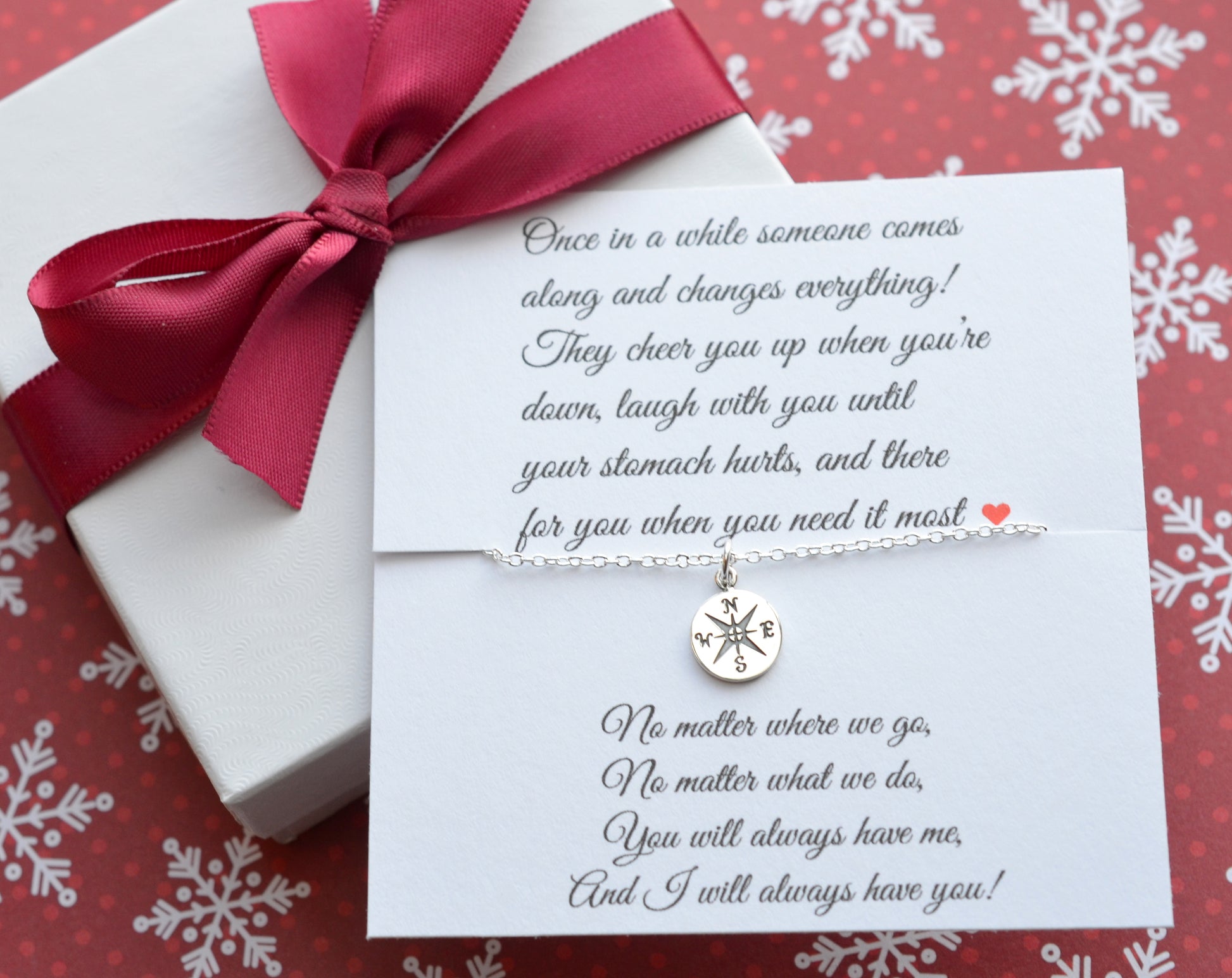 Tiny compass necklace for best friend