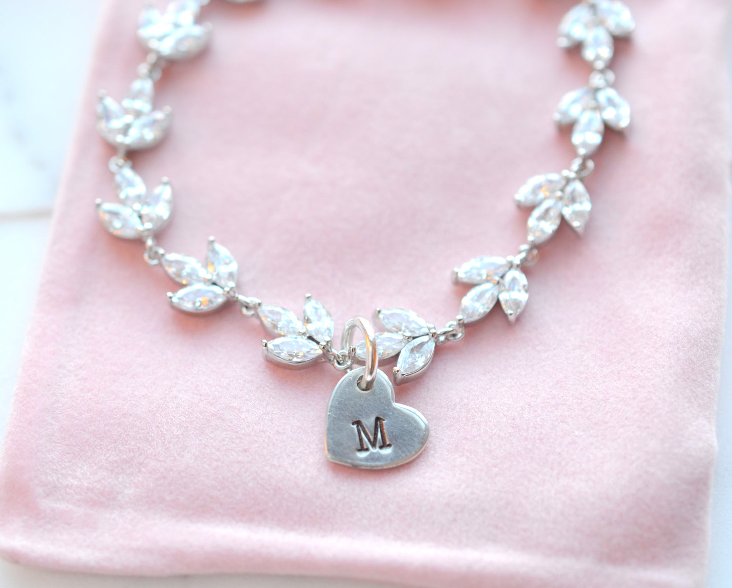 Initial flower girl bracelet