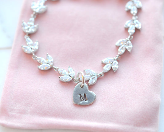 Initial flower girl bracelet