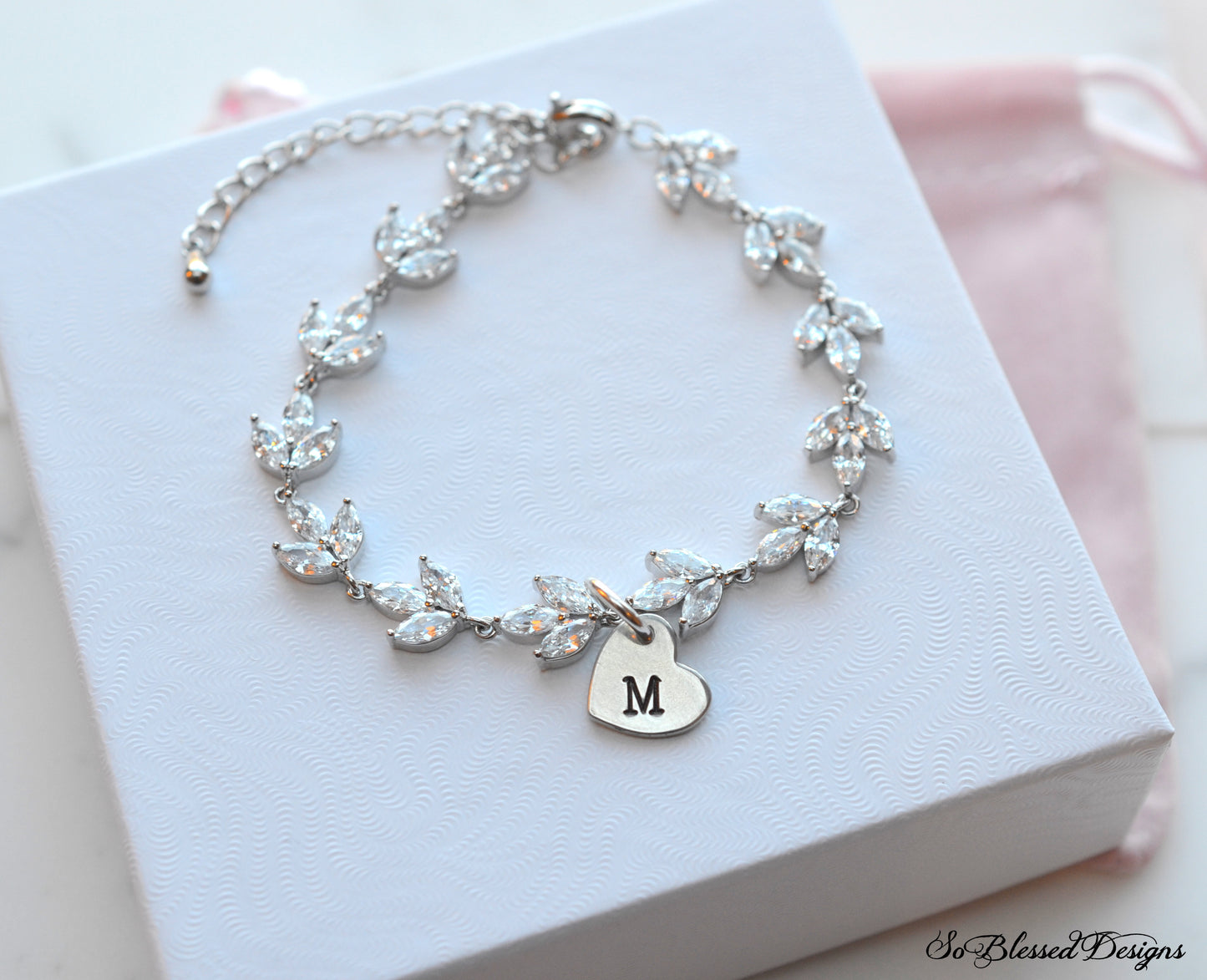 cubic zirconia flower girl bracelet