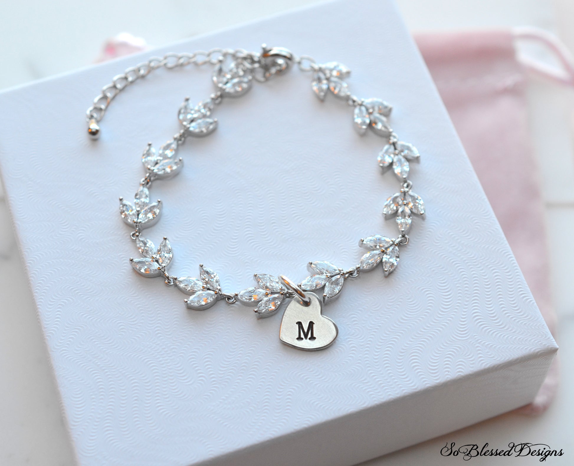 cubic zirconia flower girl bracelet