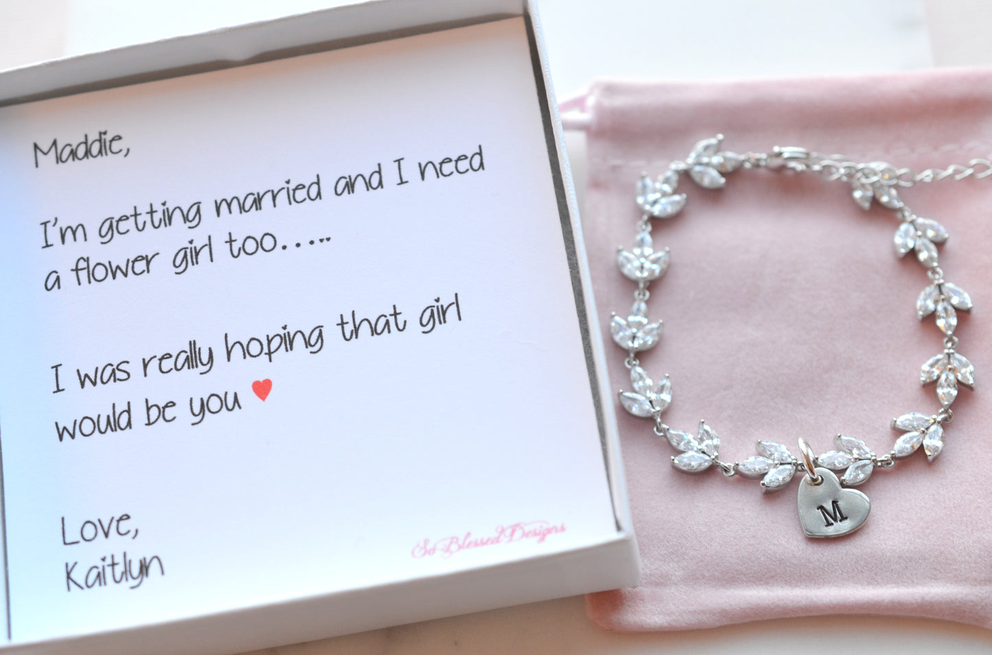 Personalized Flower Girl bracelet