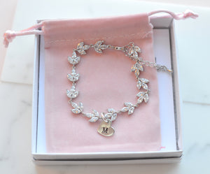 Junior bridesmaid bracelet with initial pendant