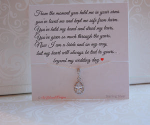 Teardrop cubic zirconia necklace on jewelry card