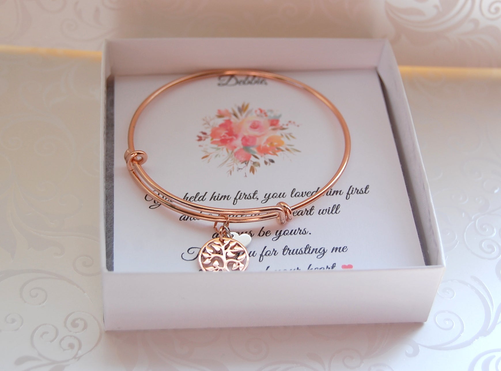 Rose Gold bracelet for mother of the groom