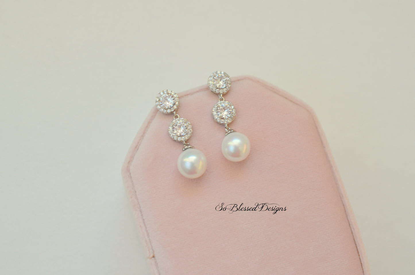 Pearl drop bridal earrings