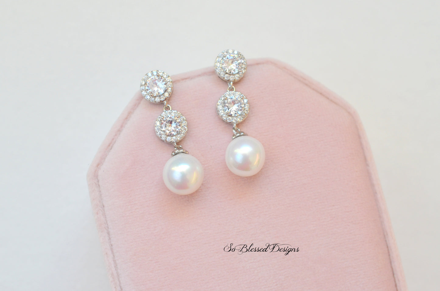 Pearl drop bridal earrings