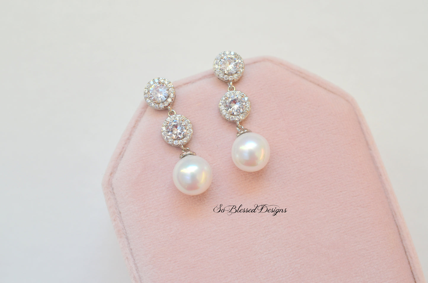 Pearl drop bridal earrings