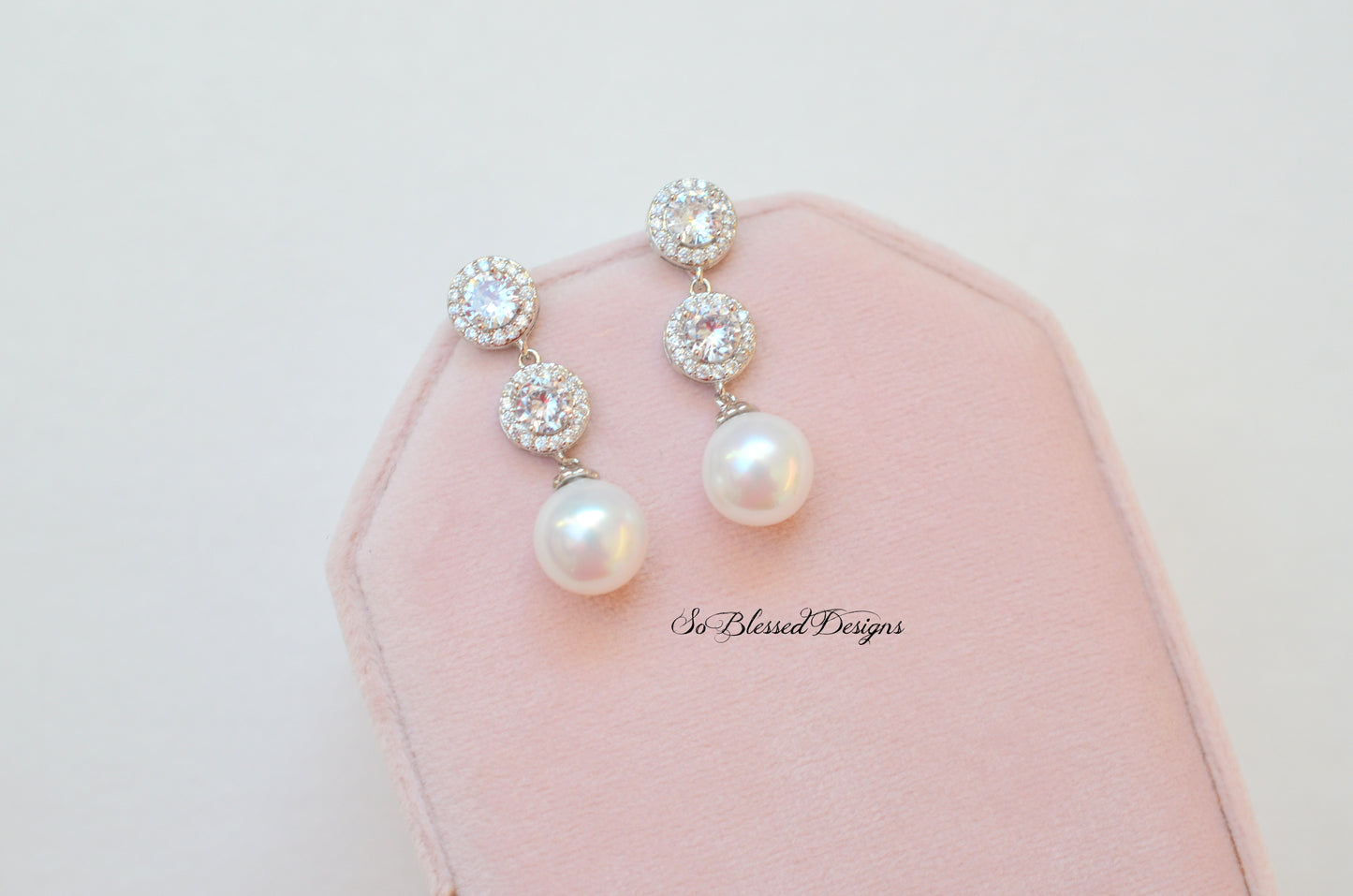 Pearl drop bridal earrings
