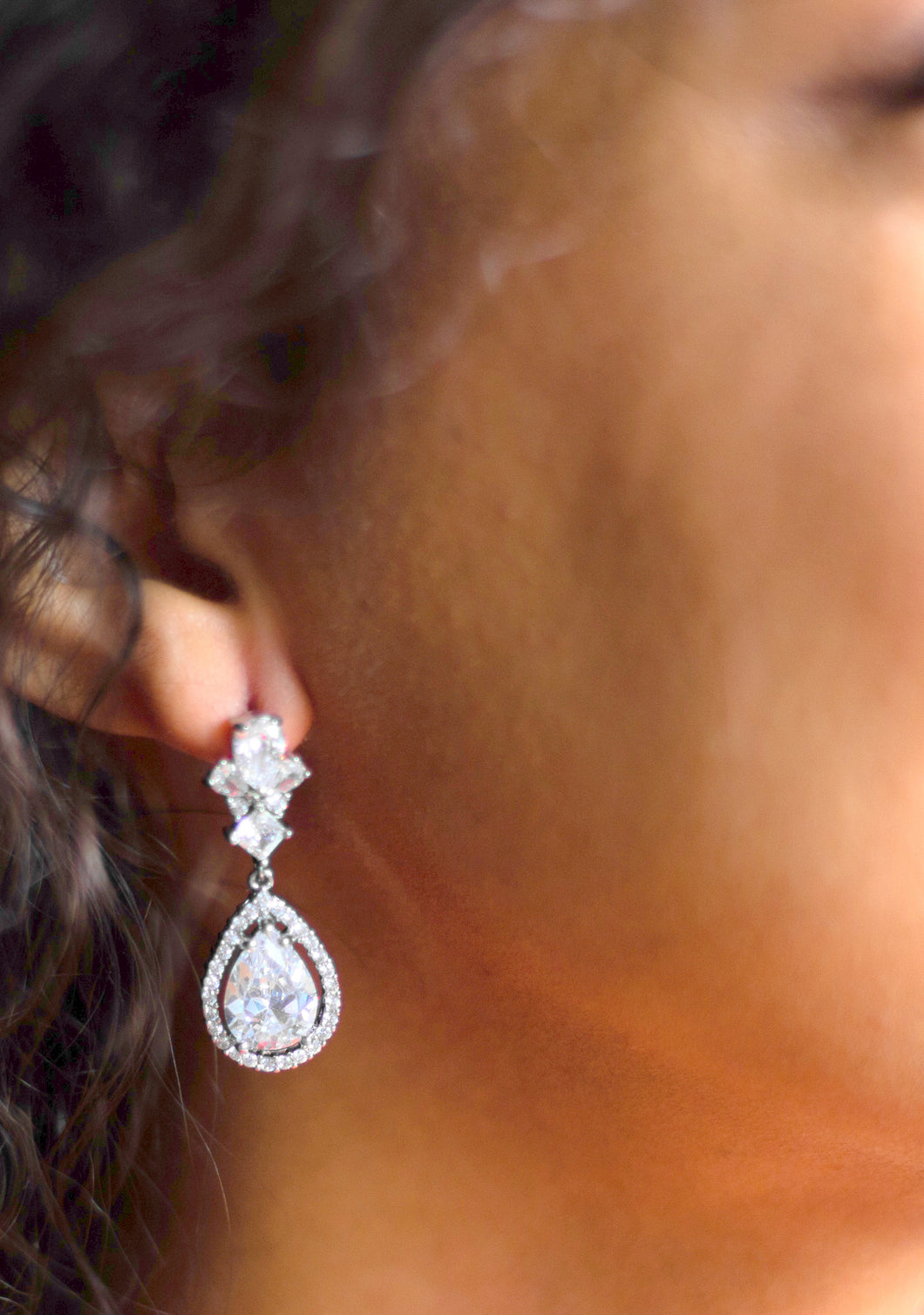 Marquise Cut Pear Shape Teardrop Bridal Earrings