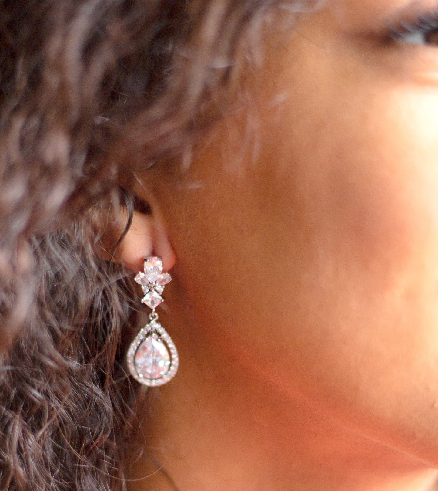 Marquise Cut Pear Shape Teardrop Bridal Earrings