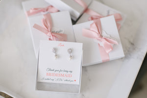 beautiful bridesmaid earrings and packaging