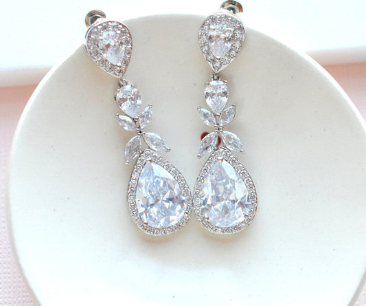 Haley Statement Bridal CZ Earrings