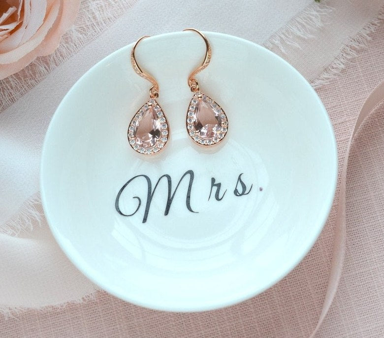 Blush pink wedding earrings
