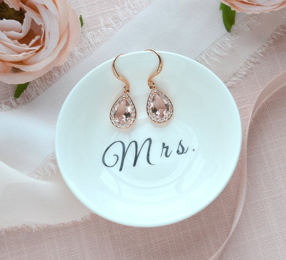 Blush pink wedding earrings